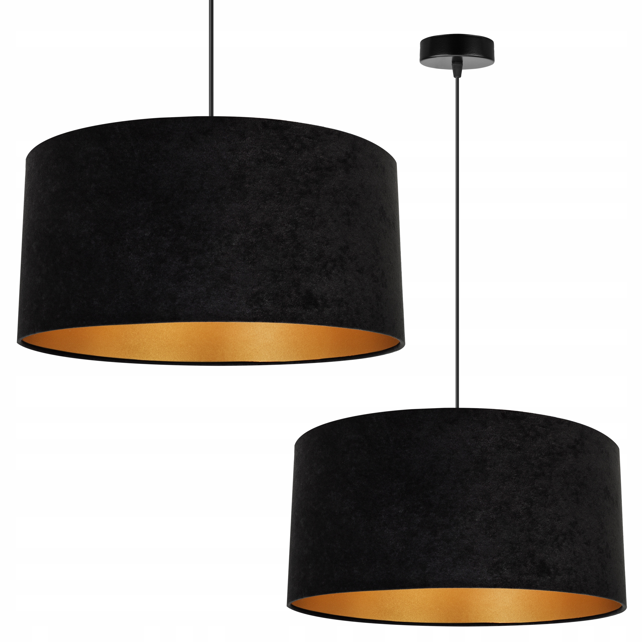 

Lampa Wisząca Żyrandol Sufitowa Złoty Abażur Welur