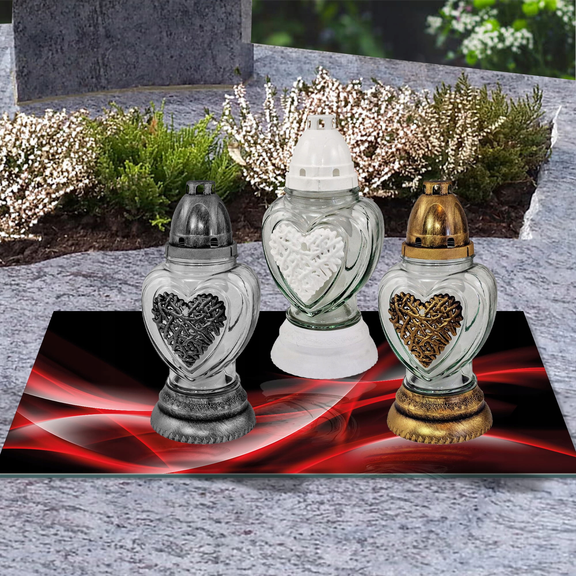 SZKLANA PODSTAWKA POD ZNICZE 60x30cm Fale 126d Materiał szkło hartowane