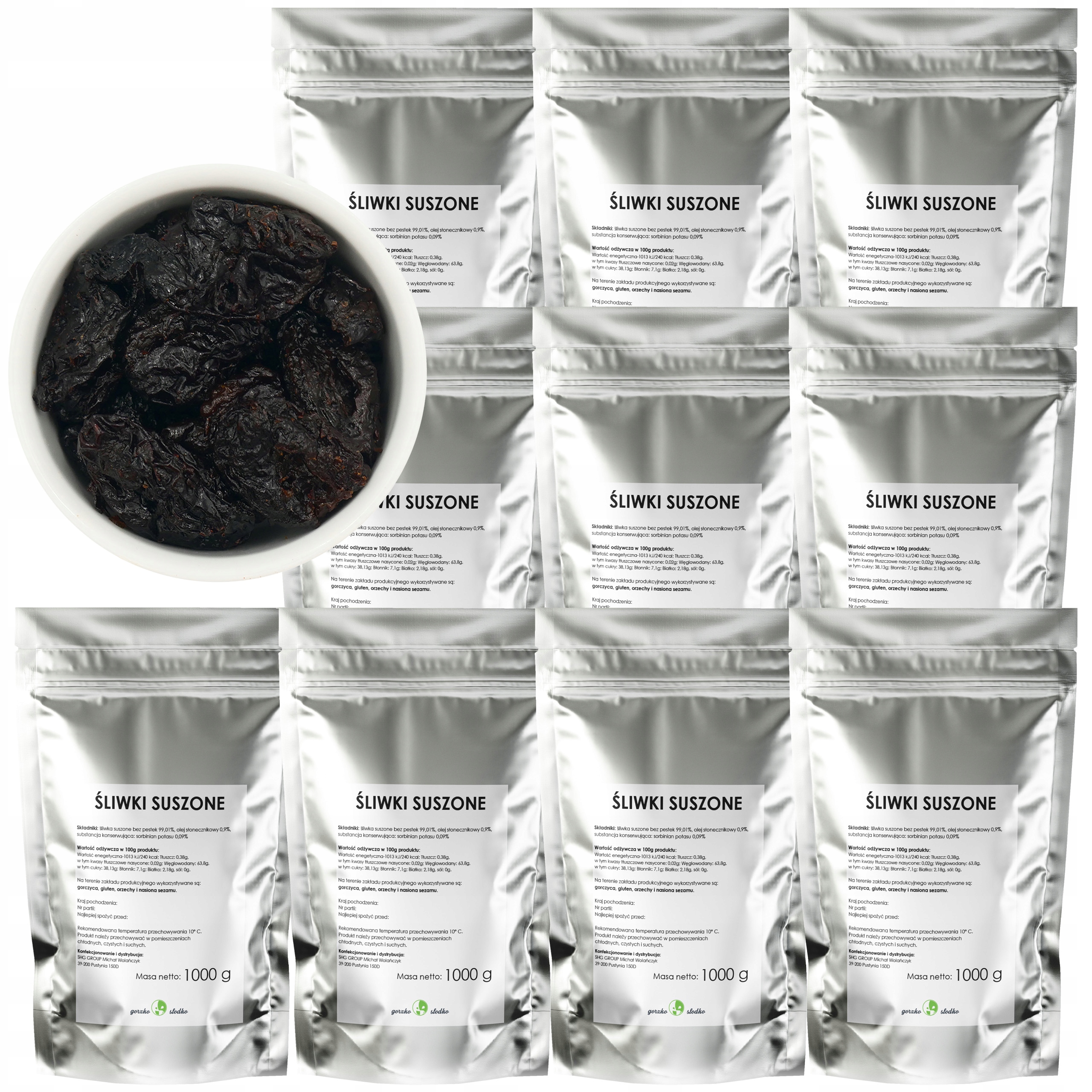 Śliwki suszone bez pestek 10 kg zdrowa przekąska Gorzko Słodko