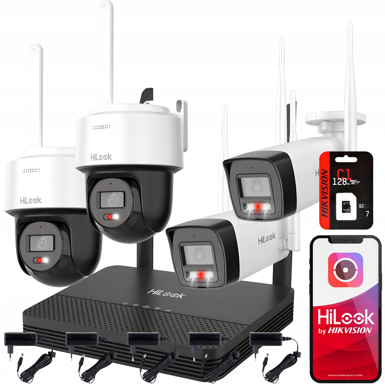 Sada monitorovania WiFi 4MPx HiLook 2 rotačné kamery EasyLink Sd 128 Gb