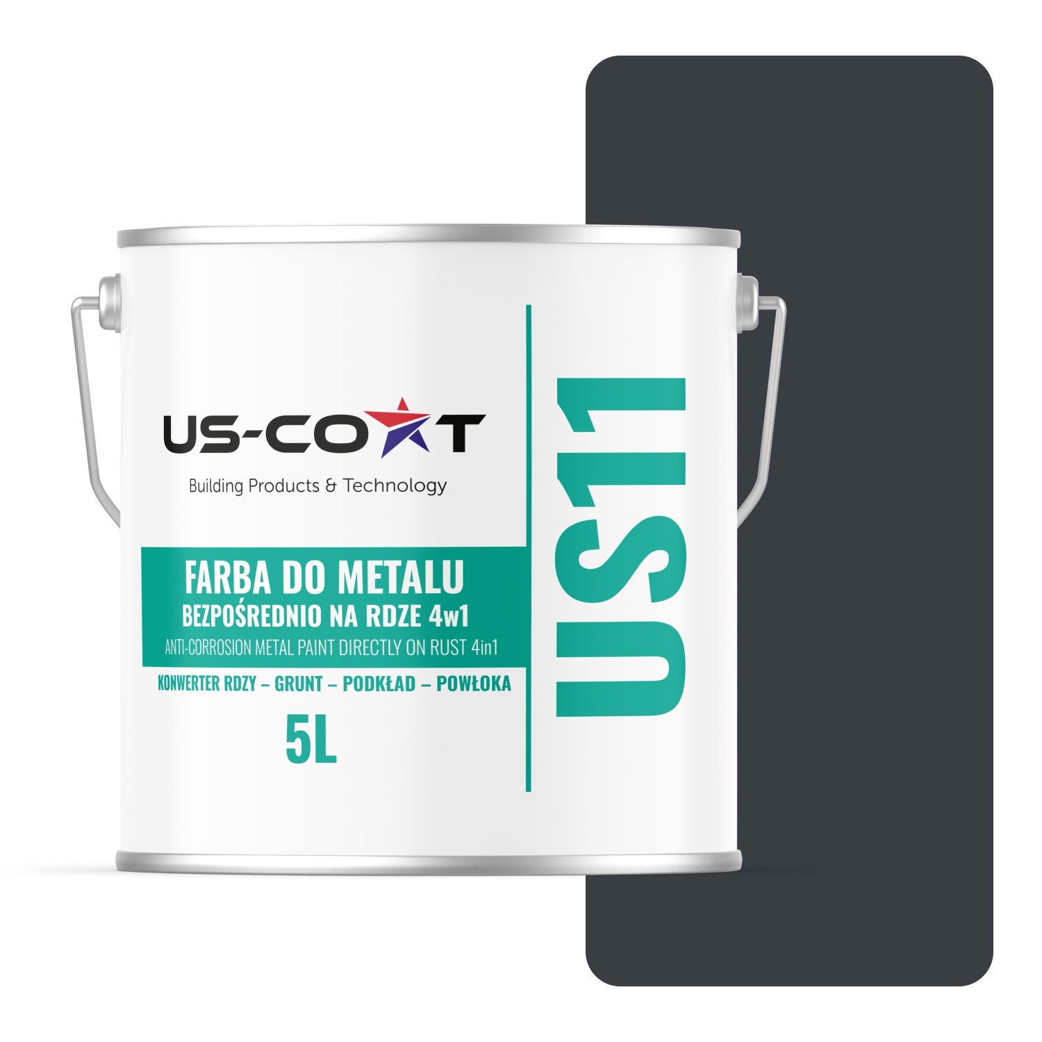 Antikorózna Farba Na Kov Na Hrdzu 4v1 Farba Antracit RAL7016 Mat 5L