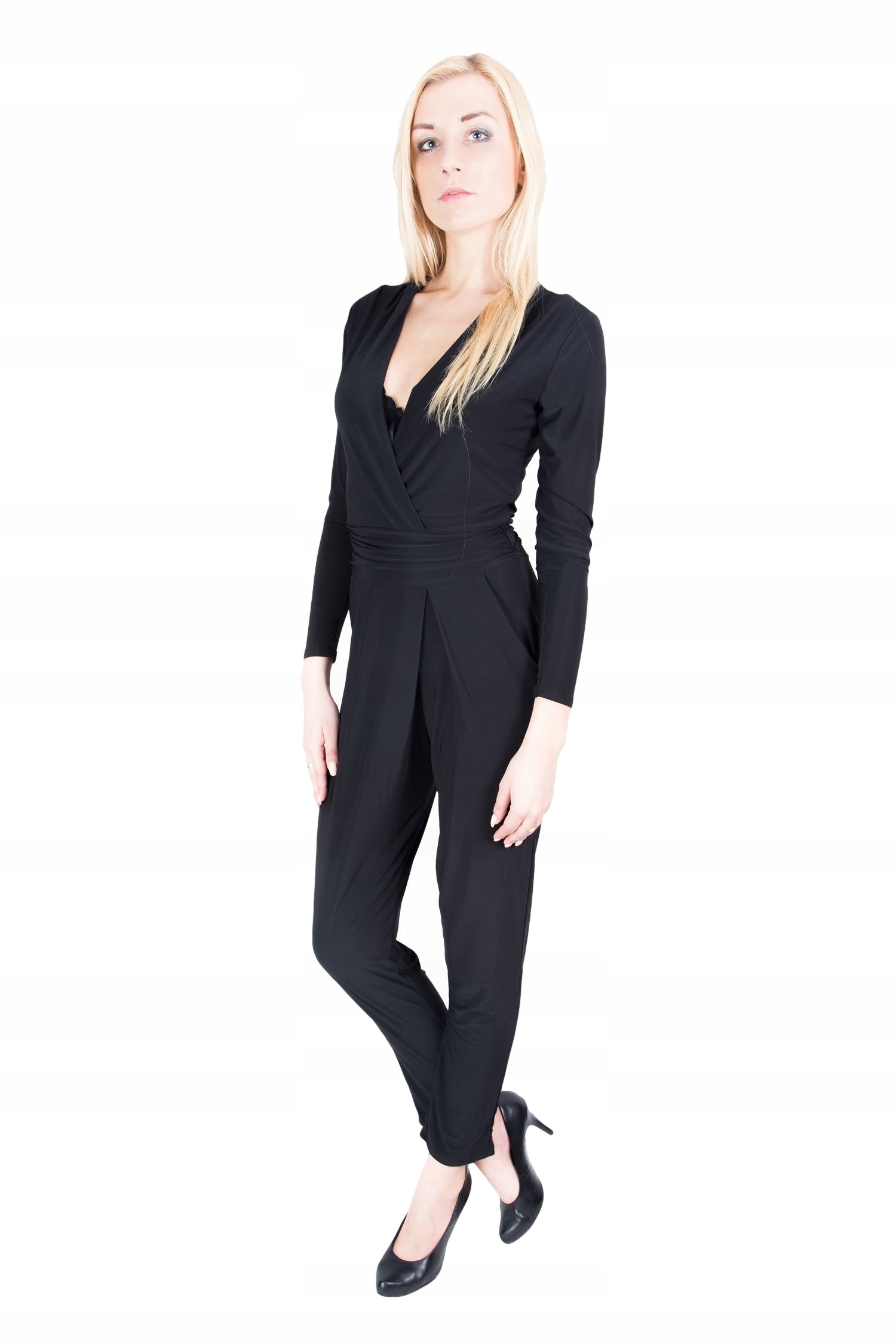 

Czarny kombinezon z długim rękawem V Xs