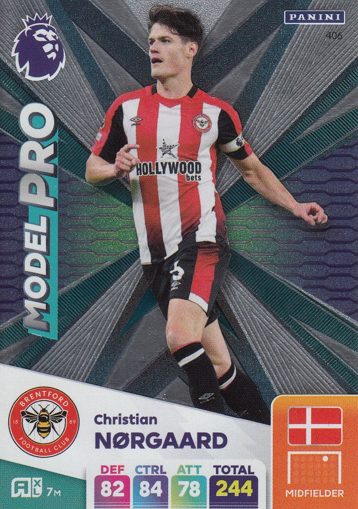 Premier League 2025 Adrenalyn XL karta Model Pro Norgaard 406