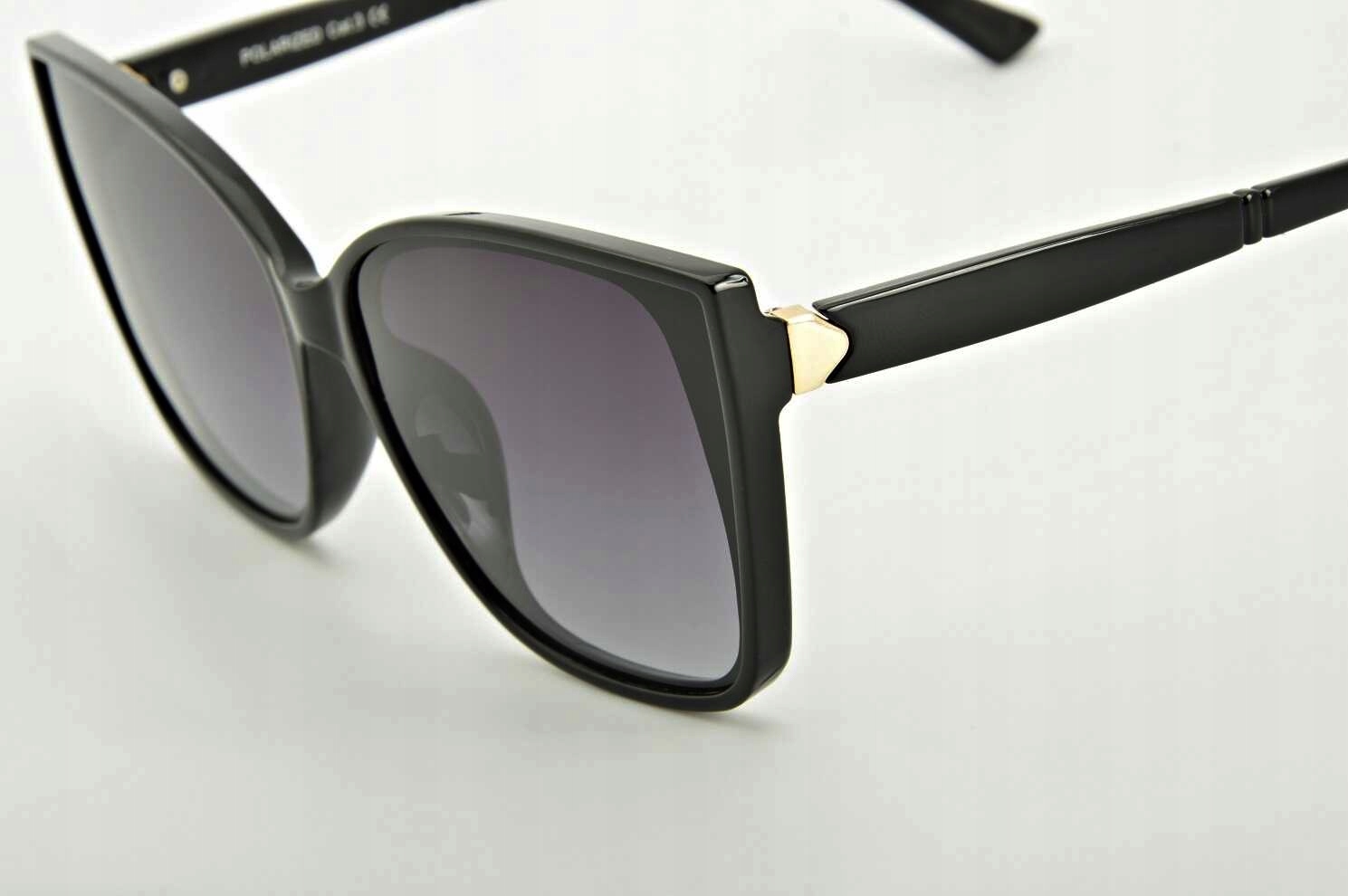 Czarne DAMSKIE Okulary POLARYZACYJNE Kocie Oczy PRZECIWSŁONECZNE UV400 Marka inna marka