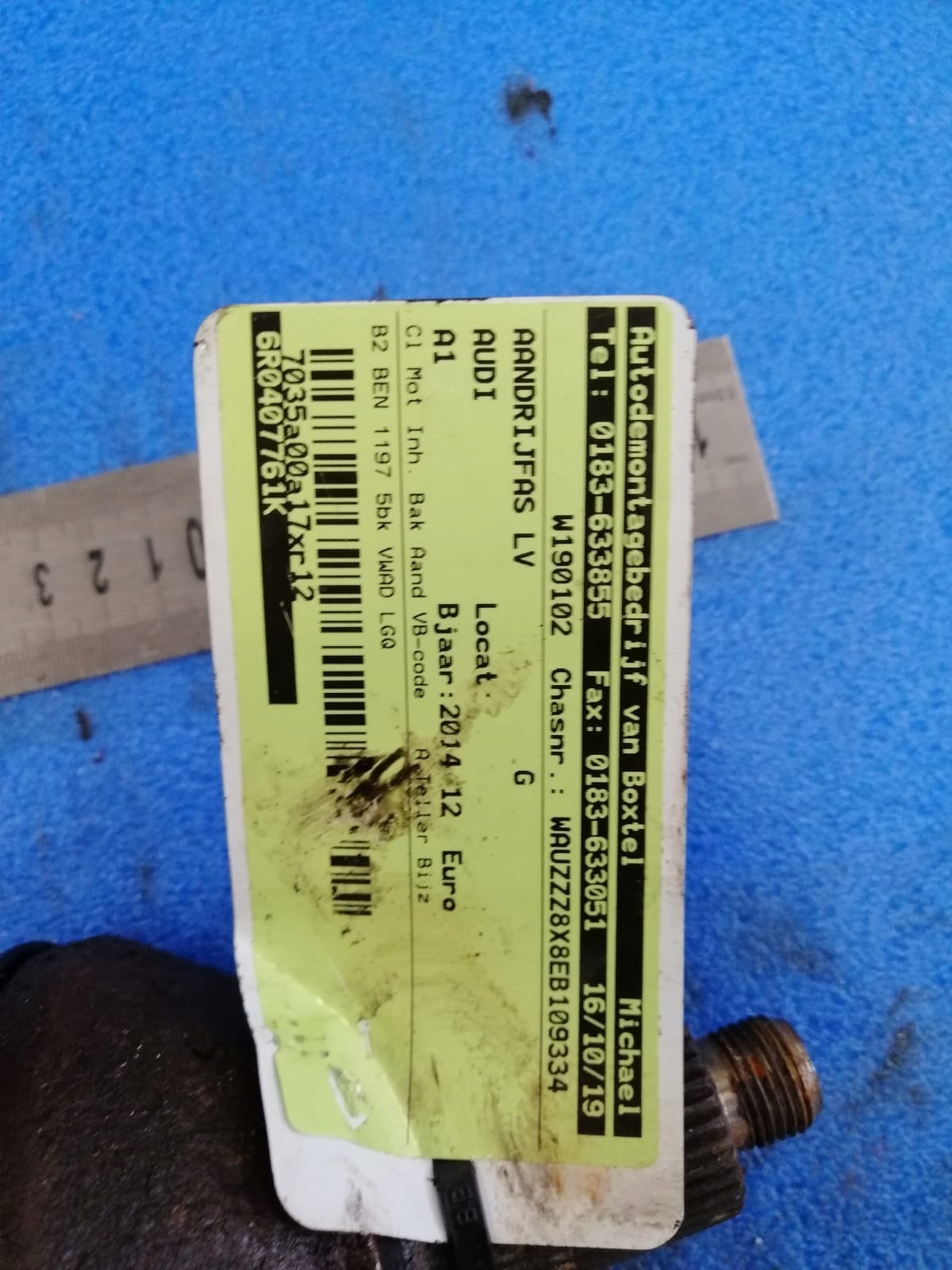 semi-axis AUDI A1 2014 R left 1.2 petrol 6R0407761K