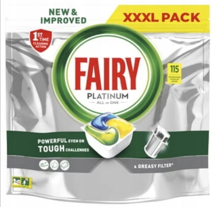 Kapsle do myčky nádobí Fairy Platinum 115 ks Lemon