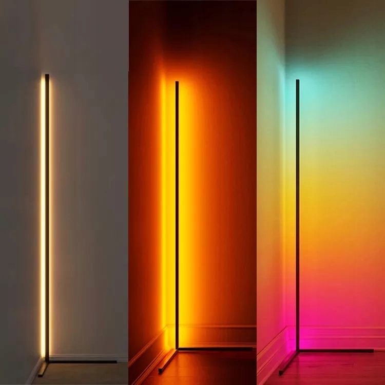 ВЕЛИКИЙ КУТОВИЙ ТОРШЕР СТОЇЧИЙ LED RGB Пульт дистанційного керування Вітальня Спальня Довжина/висота 140 см