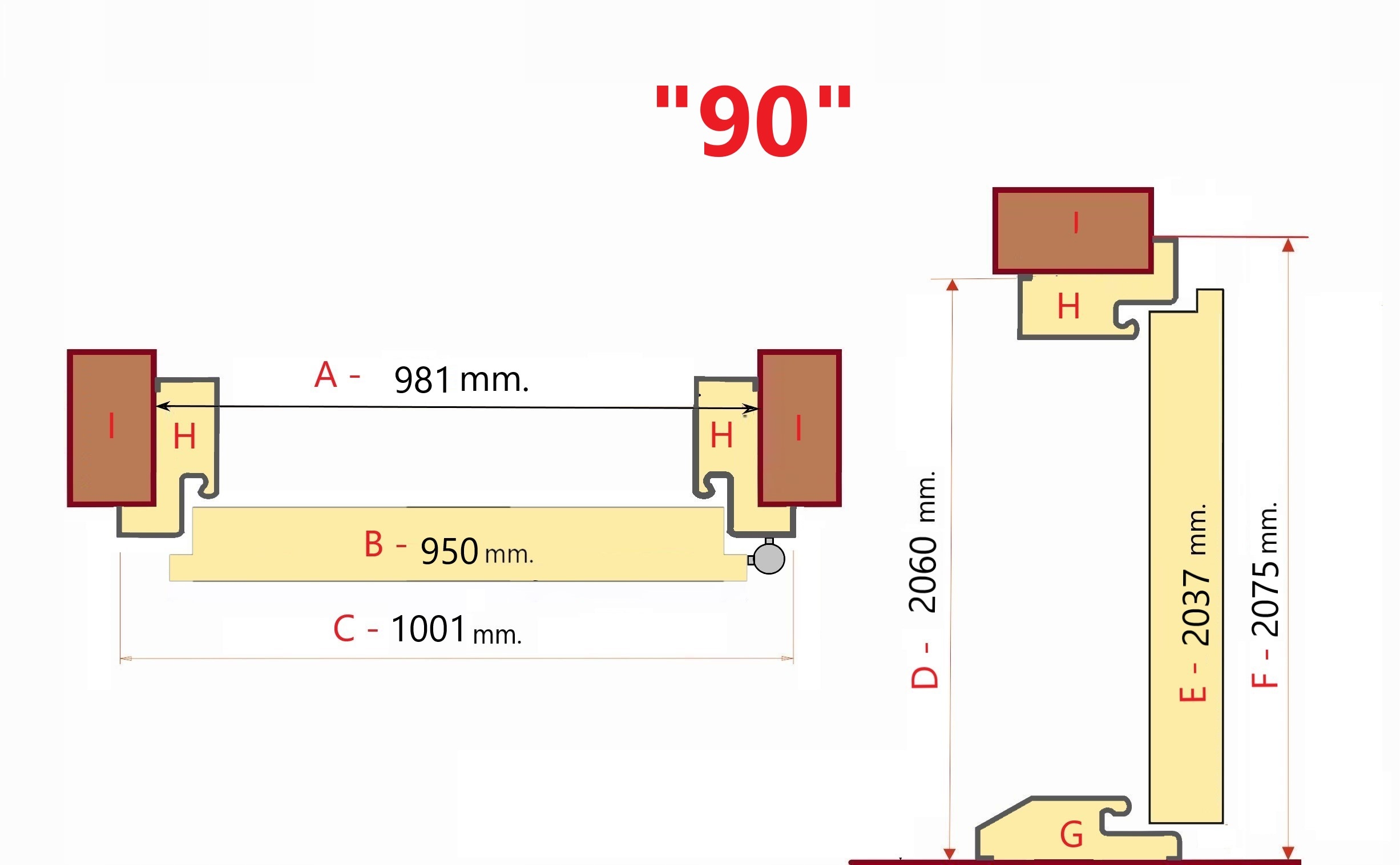 Drzwi wejściowe zewnętrzne 55 mm LI-22 ORZECH 90 P Strona prawe
