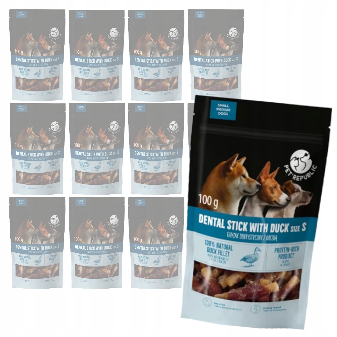 Levně PetRepublic Dentální kousátko 12x100g Psí Pamlsek z kachny Velikost S