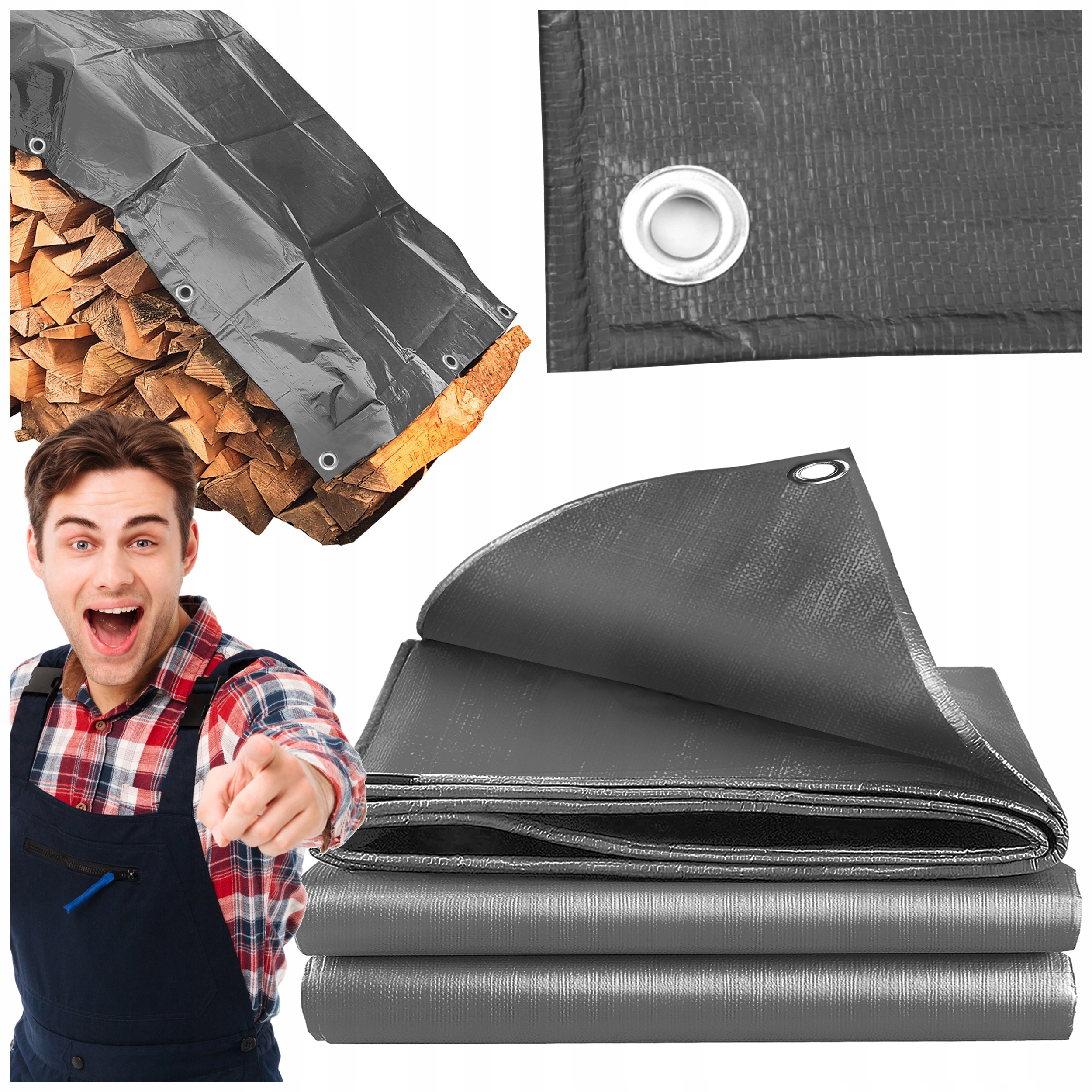 PLANDEKA NA SAMOCHÓD DO PRZYCZEPKI NA TARAS 4x8m GRUBA WODOODPORNA Mocna