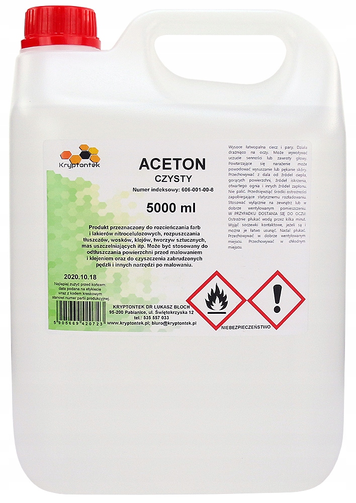 

Aceton Czysty Kosmetyczny Zmywacz Odtłuszczacz 5L