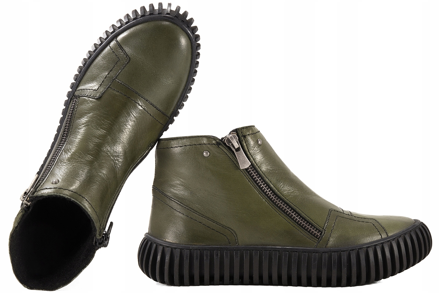 La Azaria 3752 Kotníkové Boty Boty Zateplené Kozačky Zimní Kůže zelené 39