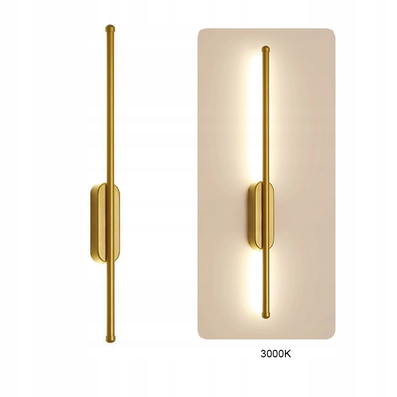 Nowoczesna Klasyczna Lampa Ścienna 60 CM 3000K Liniowy Kinkiet Led Złoty