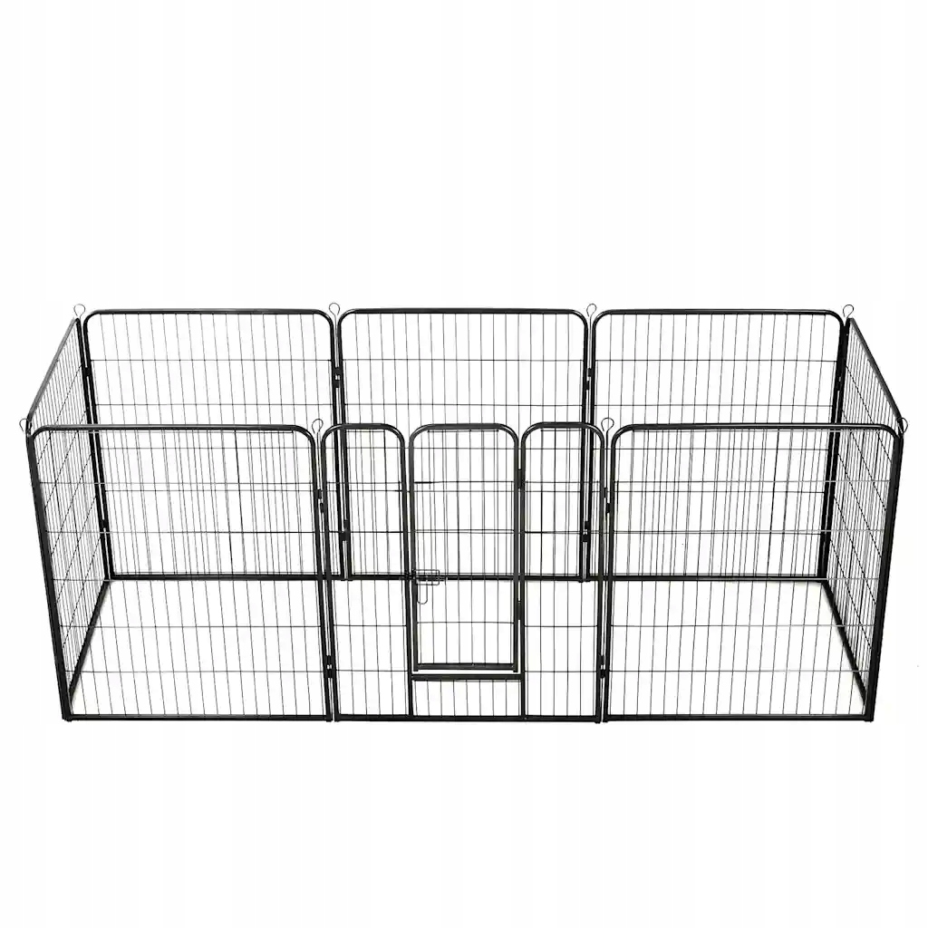 Levně Kotec pro psy s 8 panely 80 x 100 cm, černá, lakovaná ocel