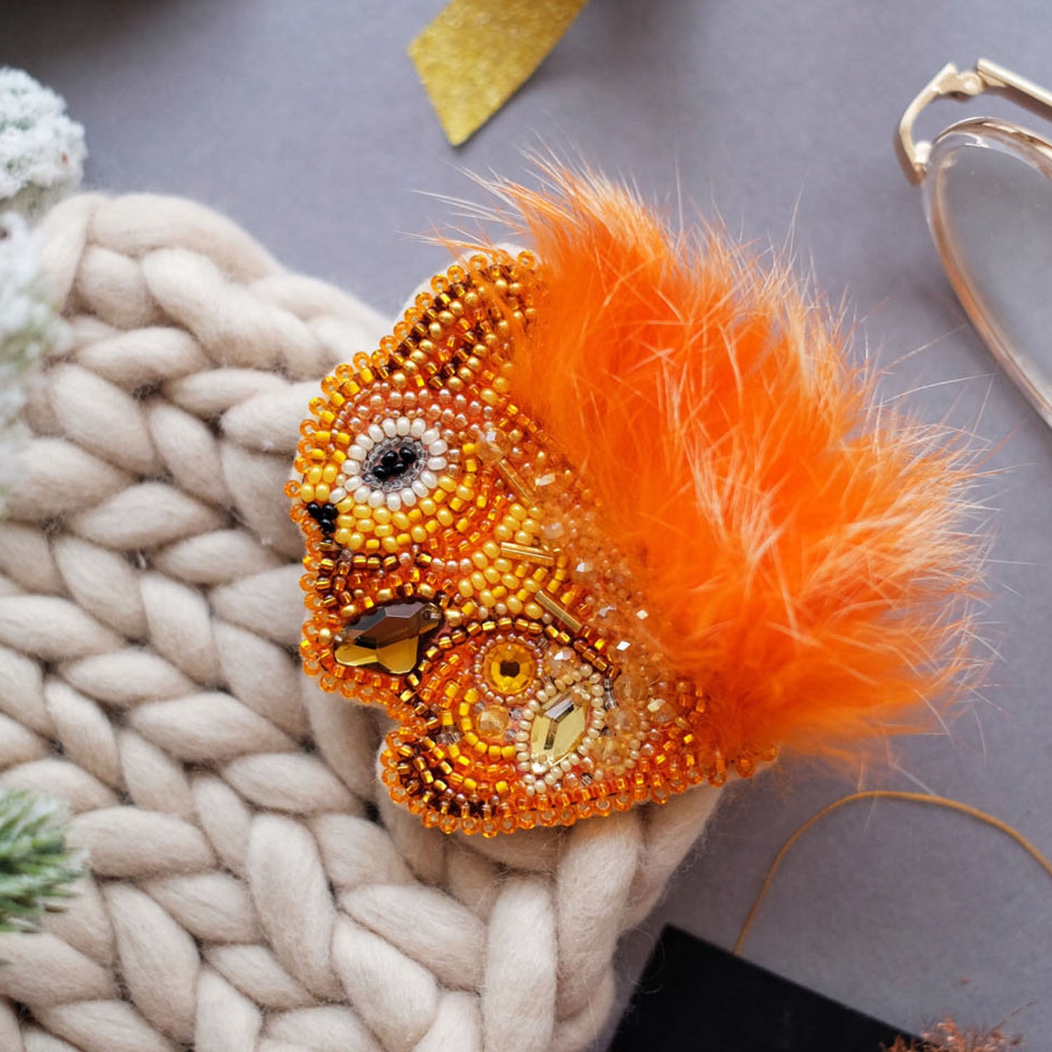 Vyšívací sada na šperky "Fluffy" Diy brož