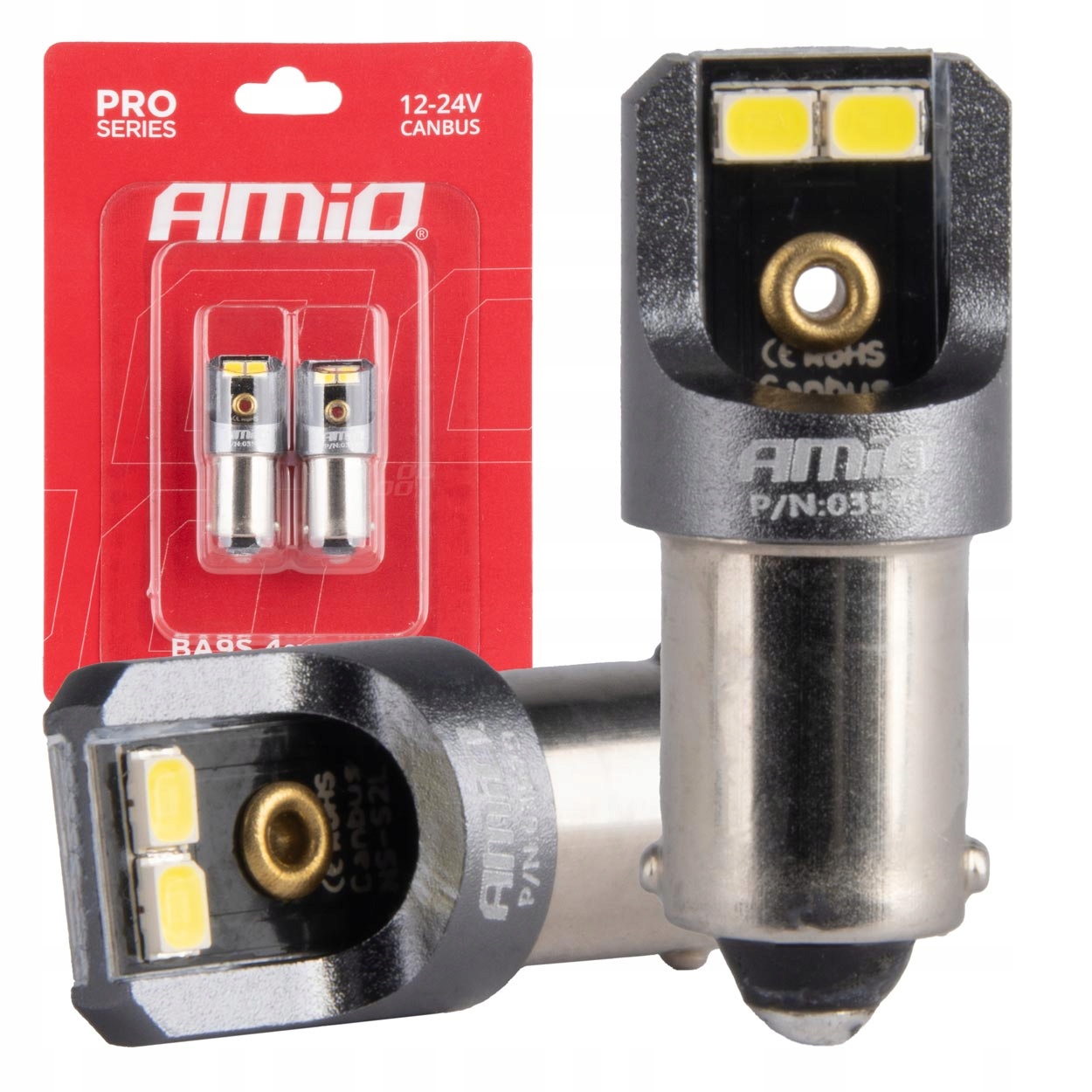 Żarówki Led Canbus Pro T4W BA9S 4x2016 Smd białe 12V 24V AMIO-03582