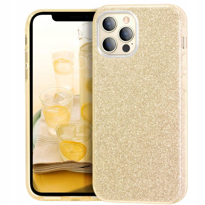 Plecki iPhone 12 mini bling glitter, złoty