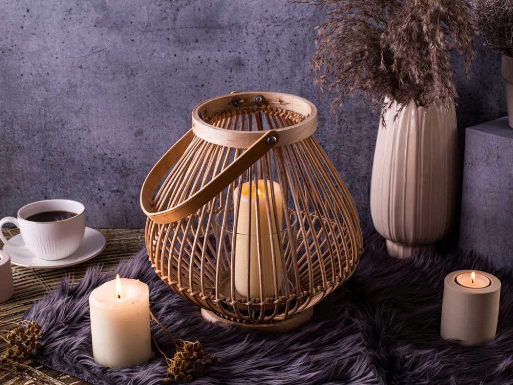 LAMPION BAMBUSOWY RATTANOWY LATARNIA 44 CM Marka Altom Design