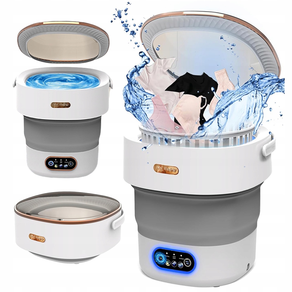 Mini Pralka Turystyczna Automatyczna Składana Przenośna 12L Kompaktowy Gray