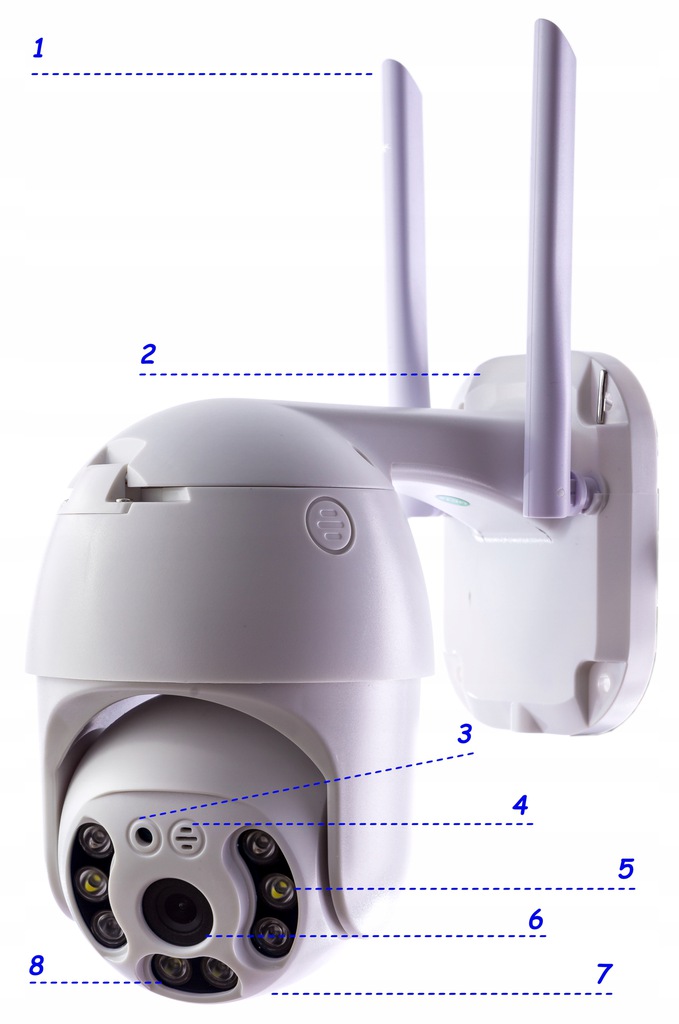 KAMERA ZEWNĘTRZNA WIFI IP OBROTOWA 4MPX MONITORING Model GW-D08S