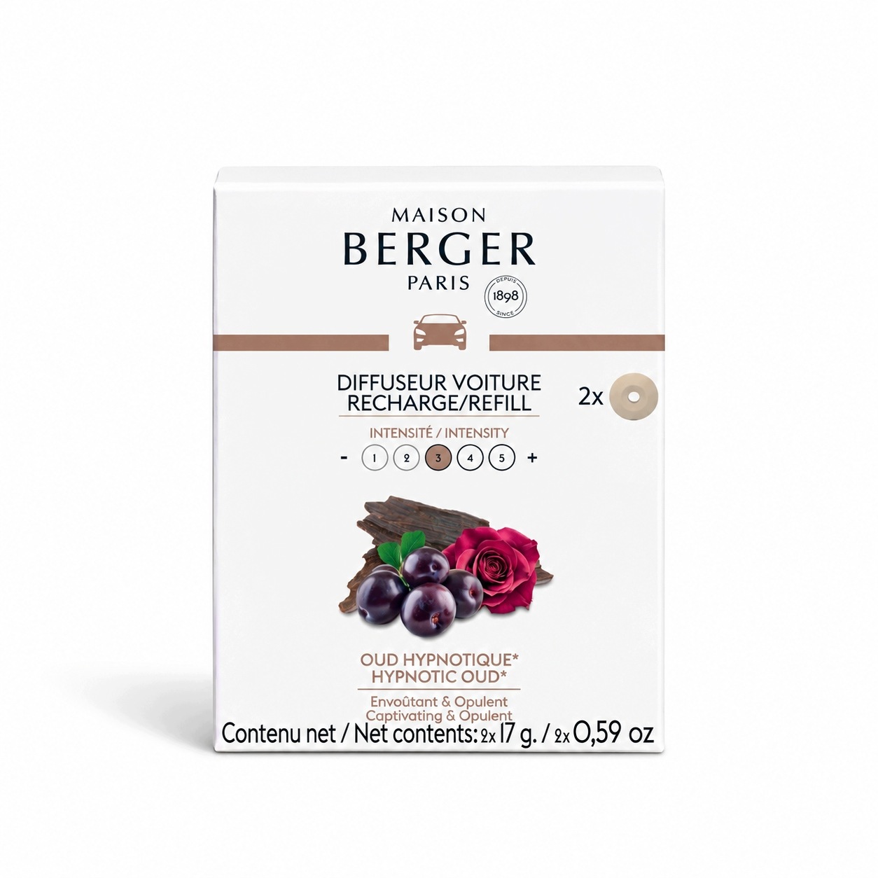 Maison Berger Hypnotic Oud wkład zapachowy do dyfuzora samochodowego 2szt.