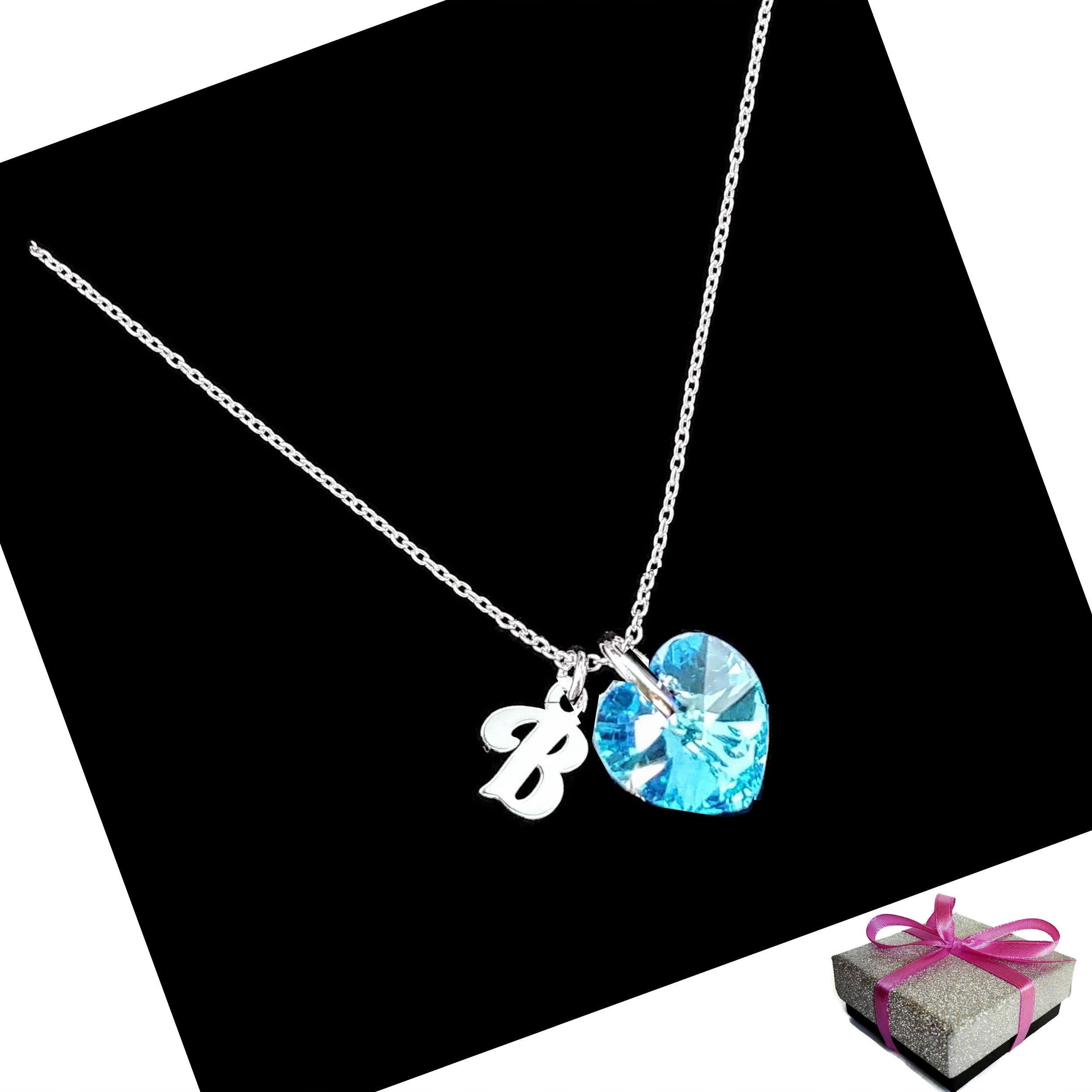 

Naszyjnik Litera B Serce Swarovski Srebro 925