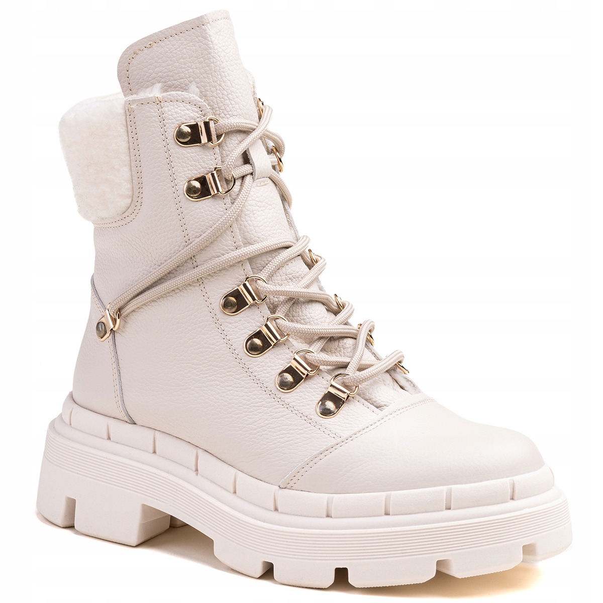 Boty kotníkové boty Kožené módní zateplené trapery Kožušek Wojtyłko 41