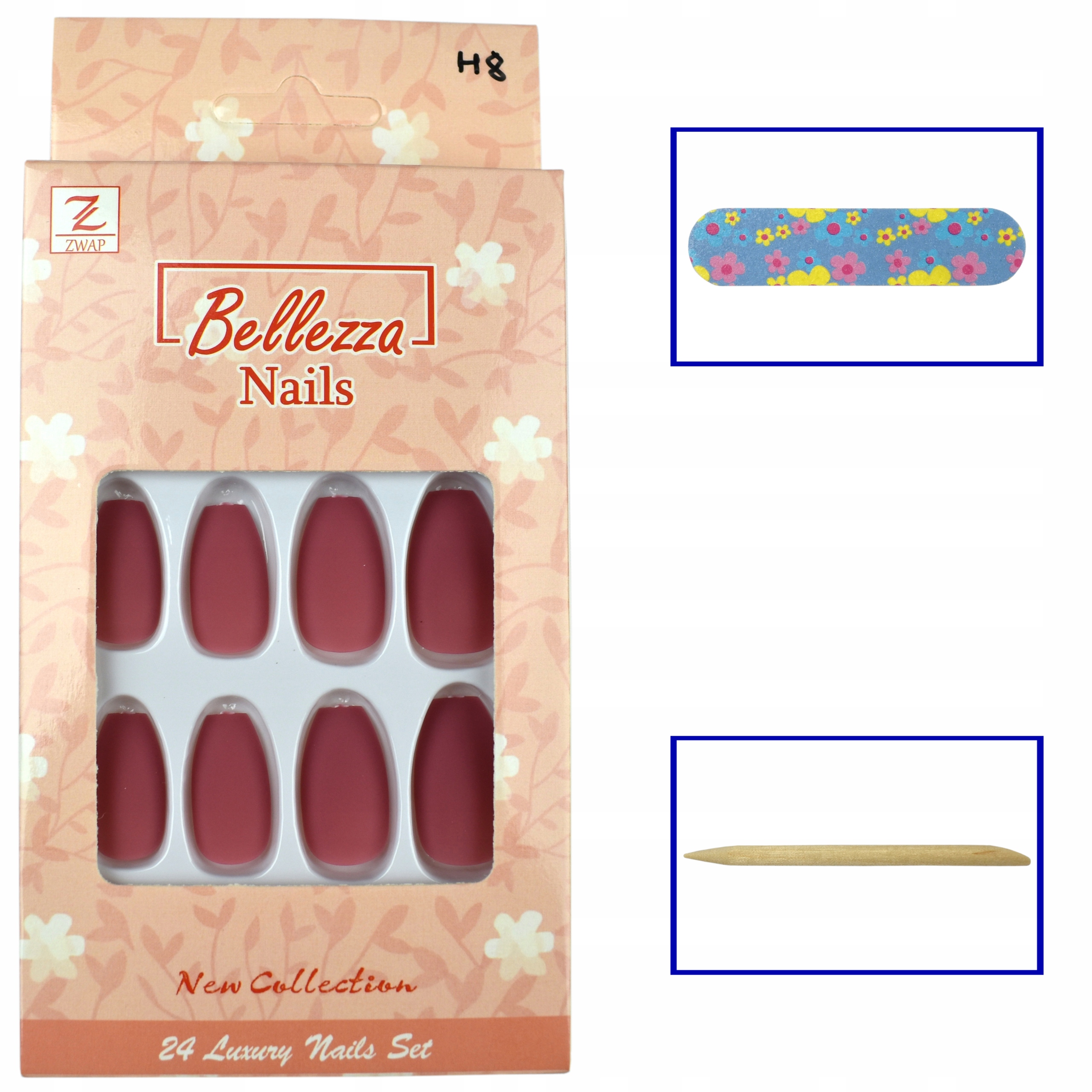 Zestaw TIPSY PAZNOKCIE SZTUCZNE 24 Szt. - H8