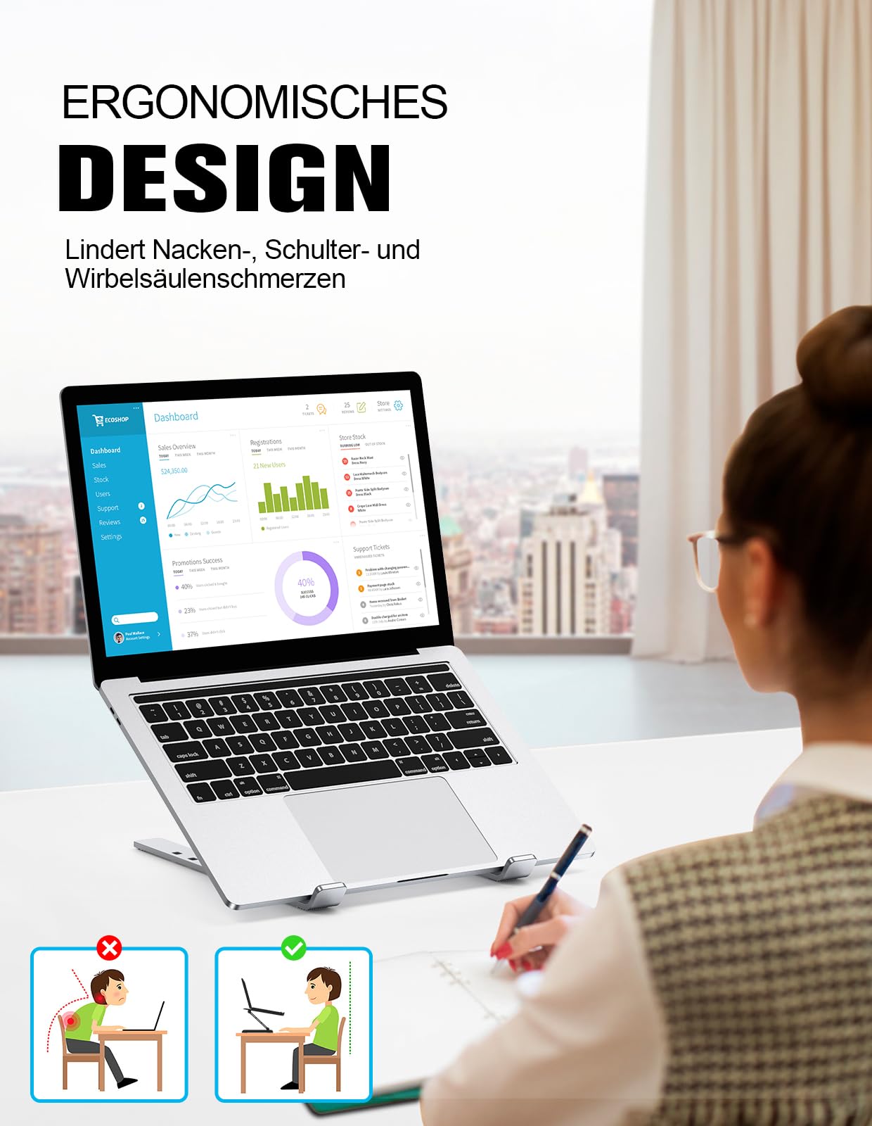 BABACOM Aluminiowy Stojak Na Laptopa Regulowany Kompatybilny Z MacBook — miniatura 3