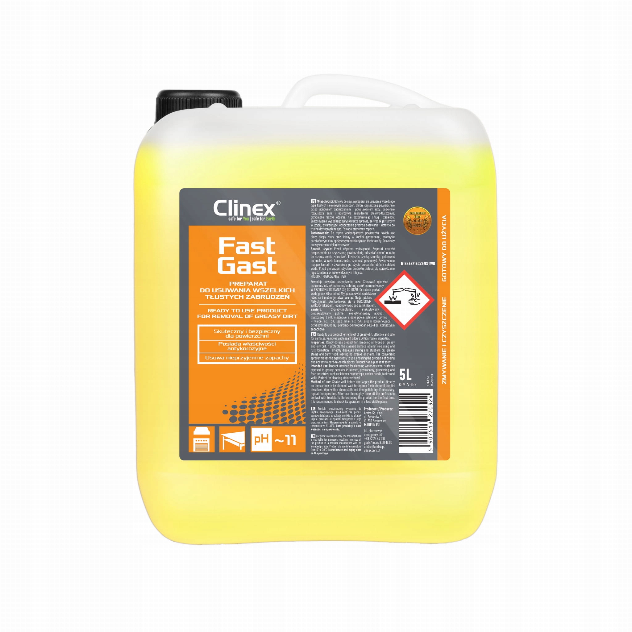 

Clinex Fast Gast 5L do usuwania tłustych zabrudzeń