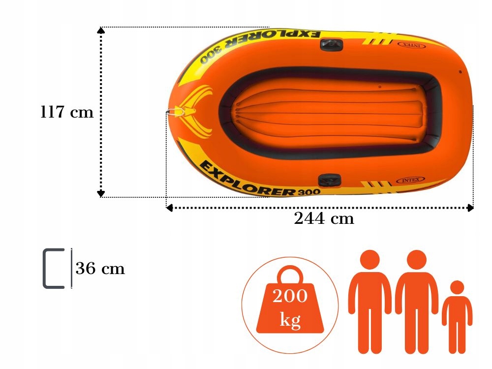 Ponton Intex Explorer 300 3os. Pompka + Wiosła 58358 MODEL 2024 EAN (GTIN) 0078257583584