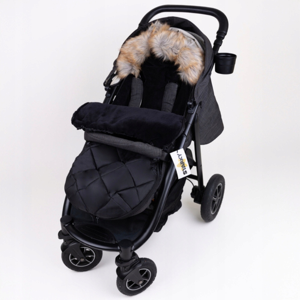 ŚPIWÓR OTULACZ ŚPIWOREK DO WÓZKA FOTELIKA SPACERÓWKI NA SANKI ZIMĘ PIKOWANY Kolor czarny