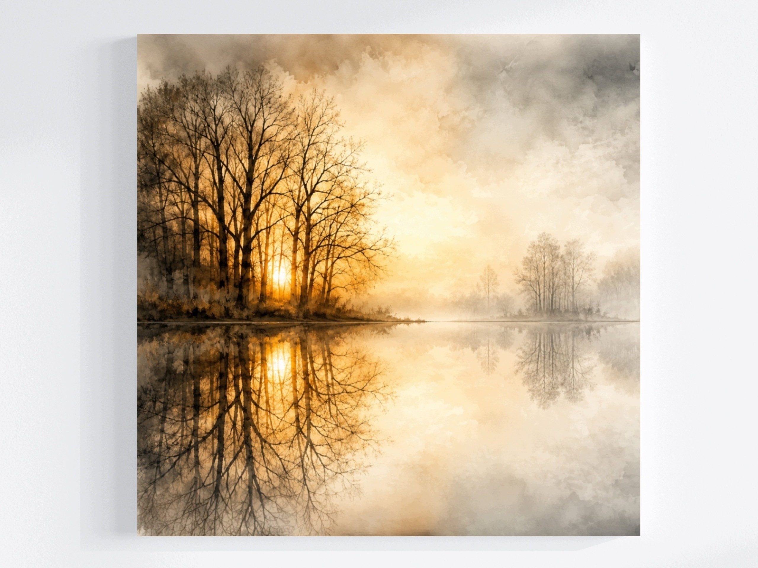 Obraz Na Plátně Canvas Jezero Slunce Západ Večer Soumrak Mlha 50x50