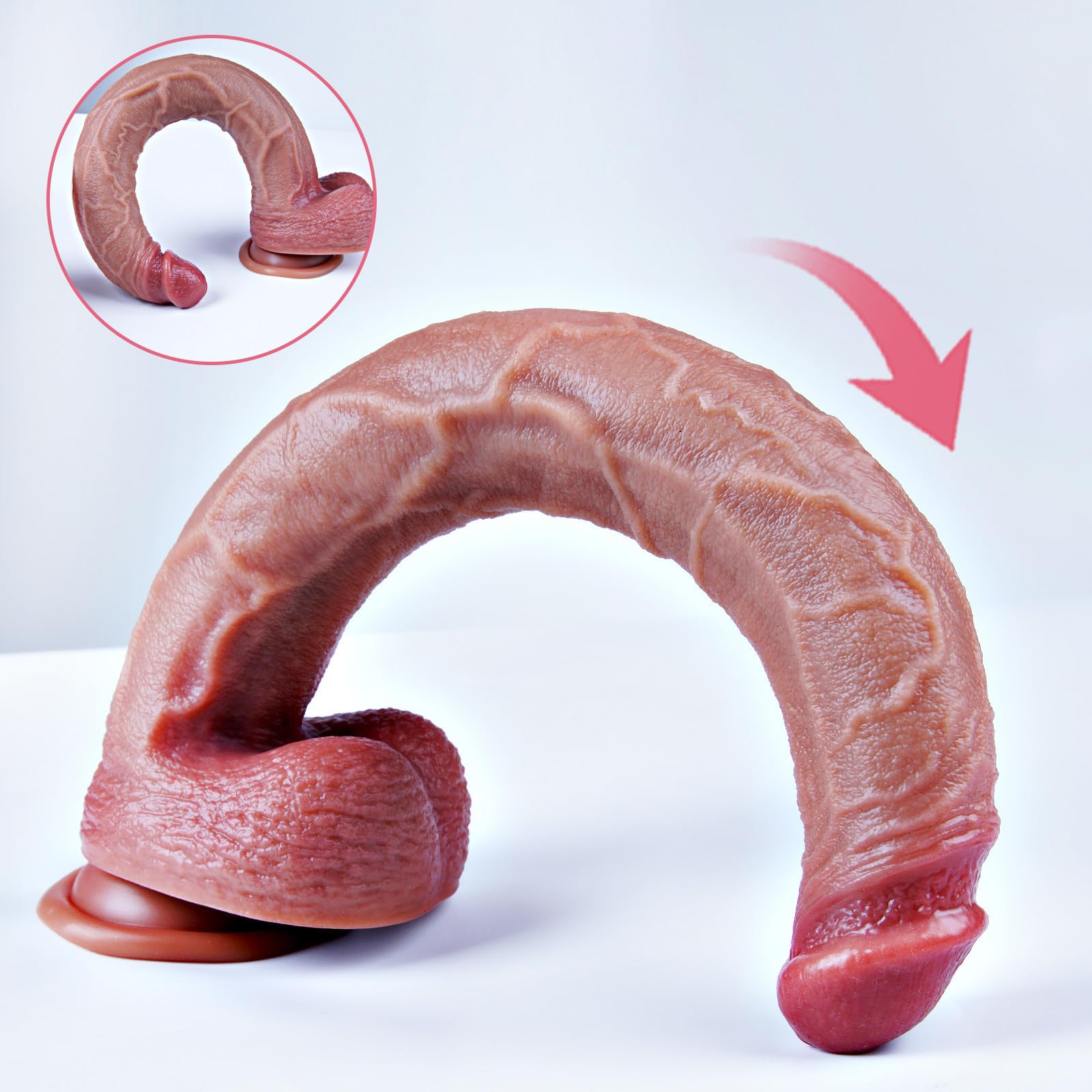 XXXL RIESENDILDO Realistyczny Miękki Silikonowy Dildo z Przyssawką 42 cm — miniatura 3