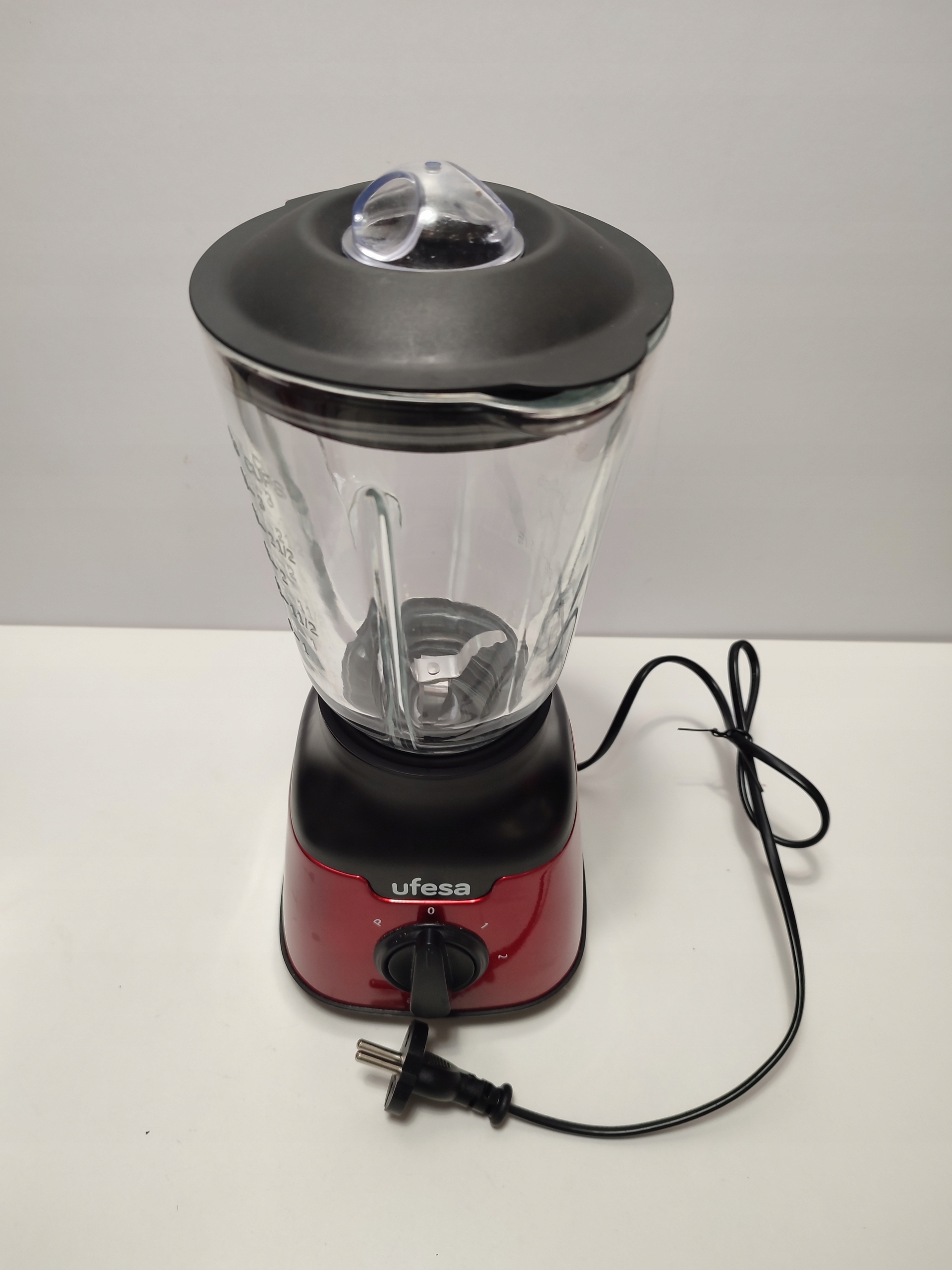UFESA Blender Kielichowy Czerwony Szkło 0,8L 900W 2 Prędkości BPA Free — miniatura 7