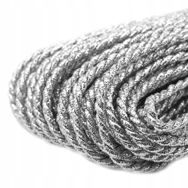 Šňůrka metalizovaná syntetická kroucená 5mm 25mb