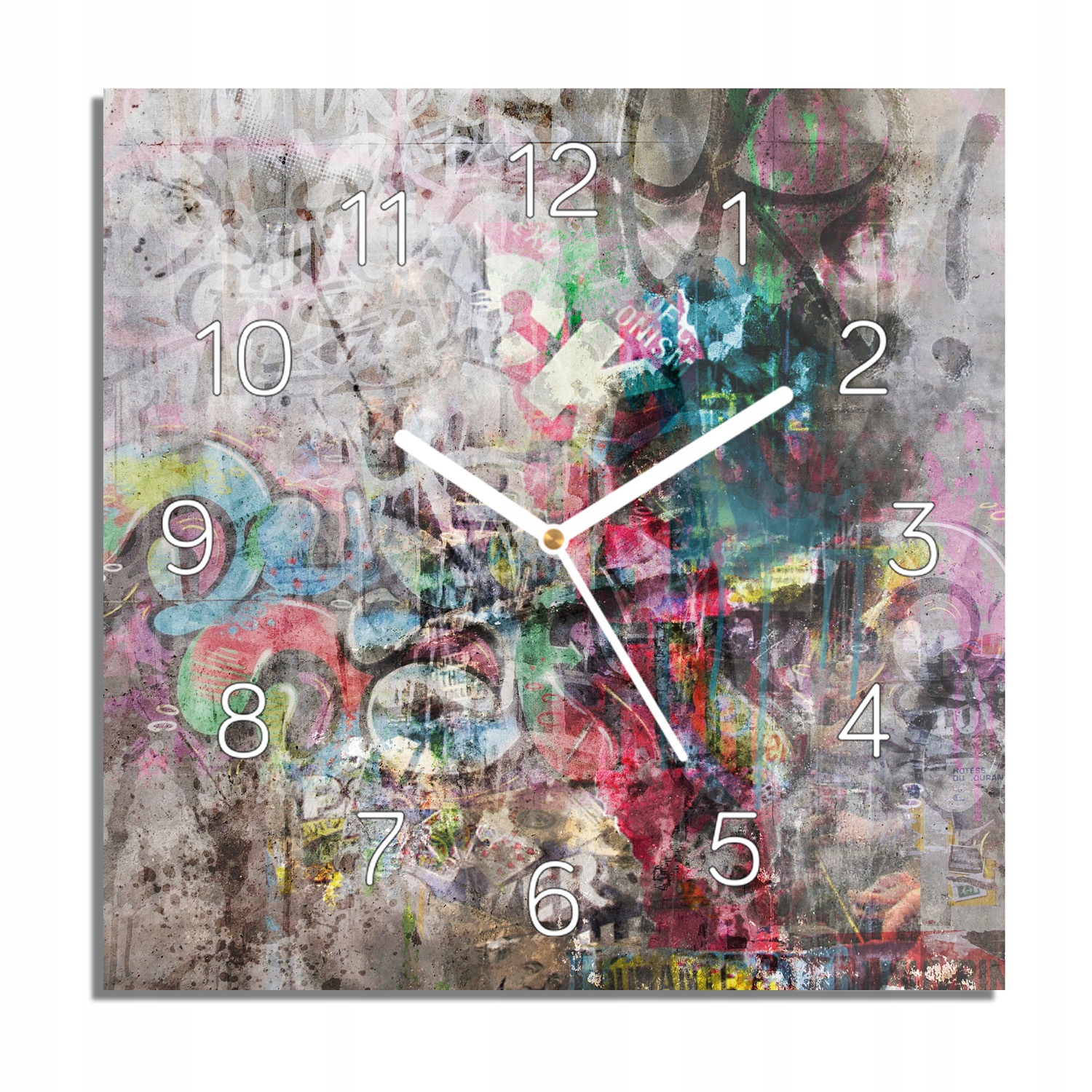 

Mur graffiti foto-zegar do salonu 30x30 nowoczesny