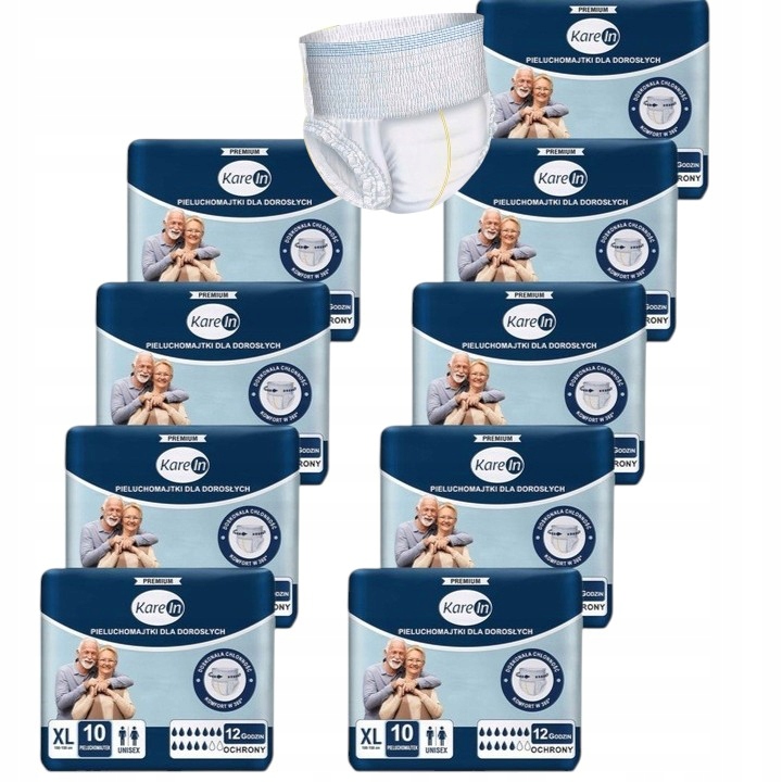 Pieluchomajtki Pampersy Dla Dorosłych Karein Premium zestaw 90 Sztuk r.XL