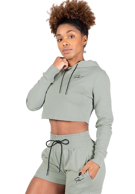 Gorilla Wear Dámská Šedá Krátká Mikina S Kapucí A Logem M 6_A