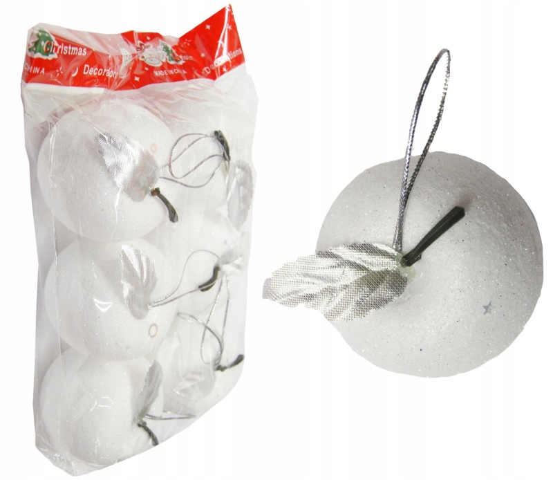 

Bombki ozdoba jabłka brokatowe owoce 6cm x 6szt