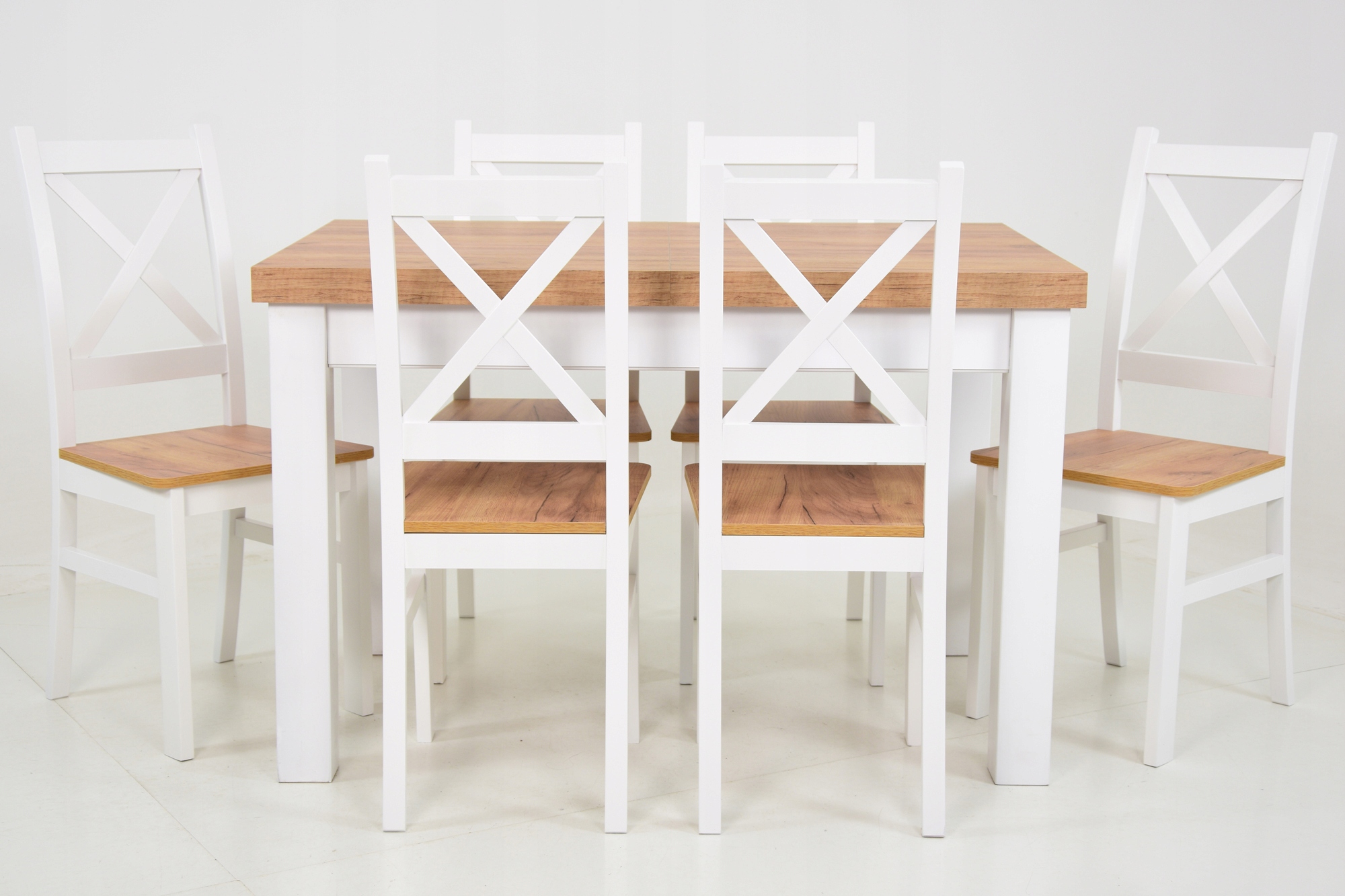 Masywny Rozkładany stół SKANDYNAWSKIE krzesła 6szt Szerokość stołu 80 cm