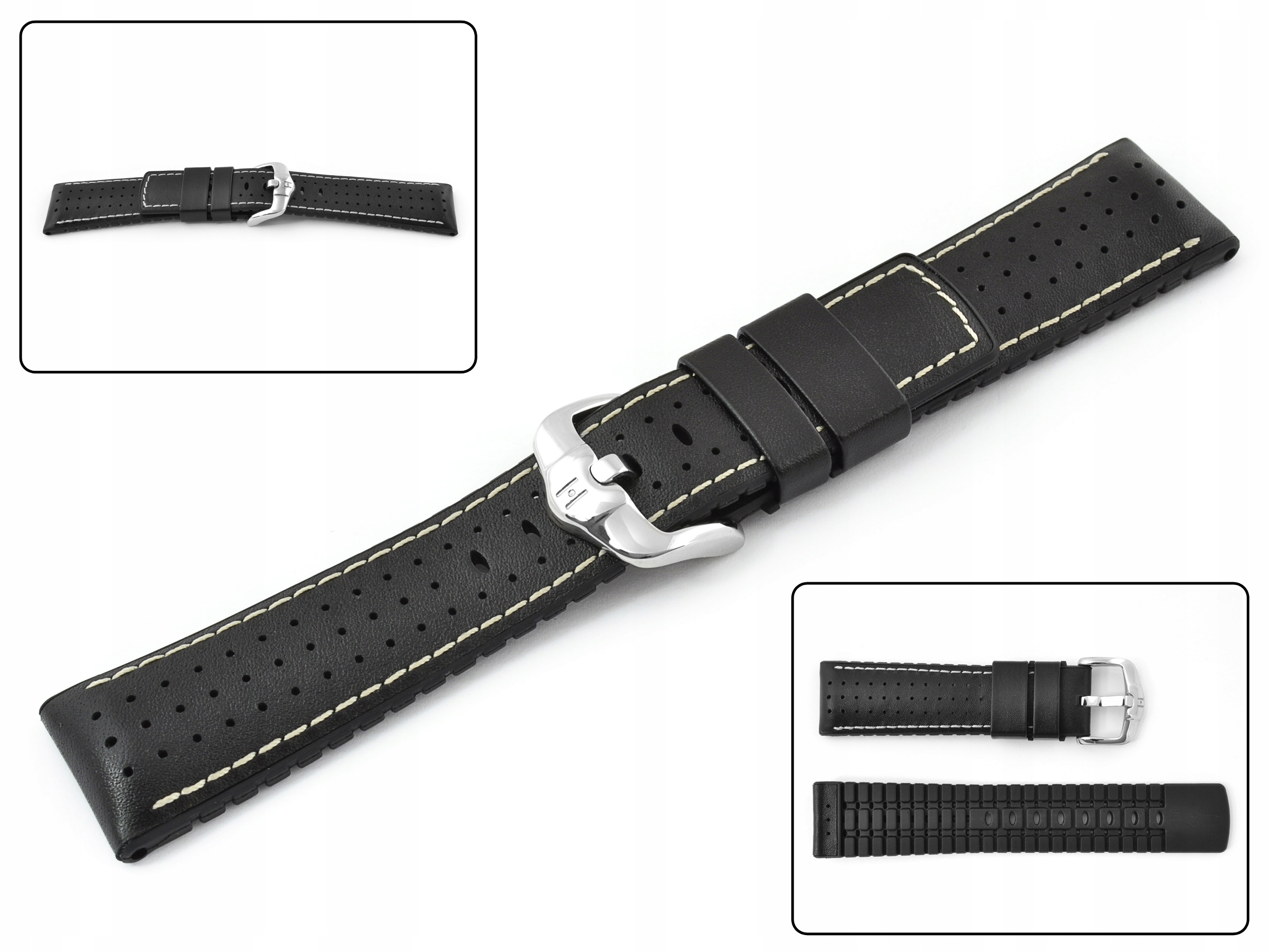 PASEK DO ZEGARKA CZARNY HIRSCH TIGER 20 MM KOLORY Wzór dominujący bez wzoru