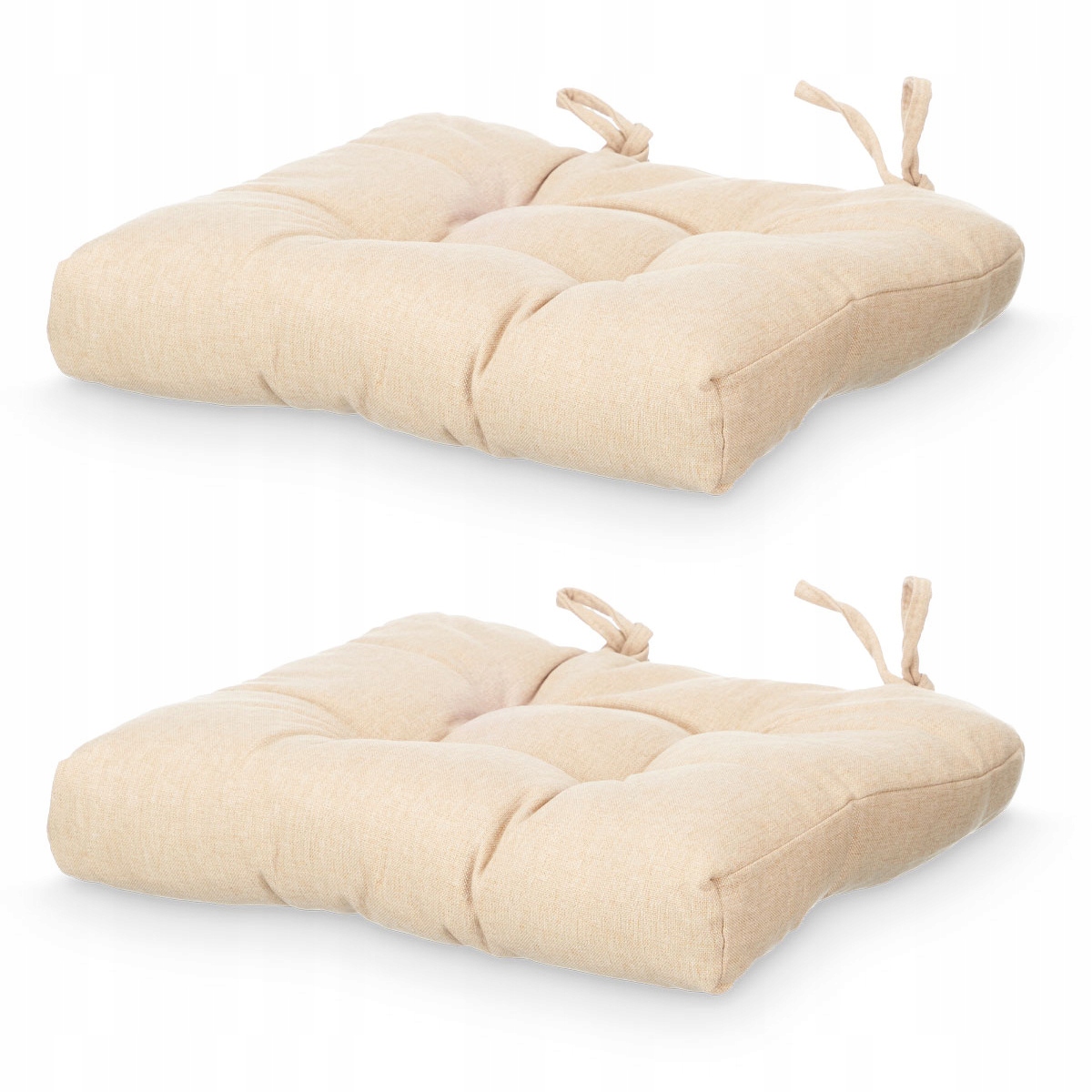 Polštáře Na Židli Polyester S Tkaničkami 40 X 40 CM Béžové, Prošívané