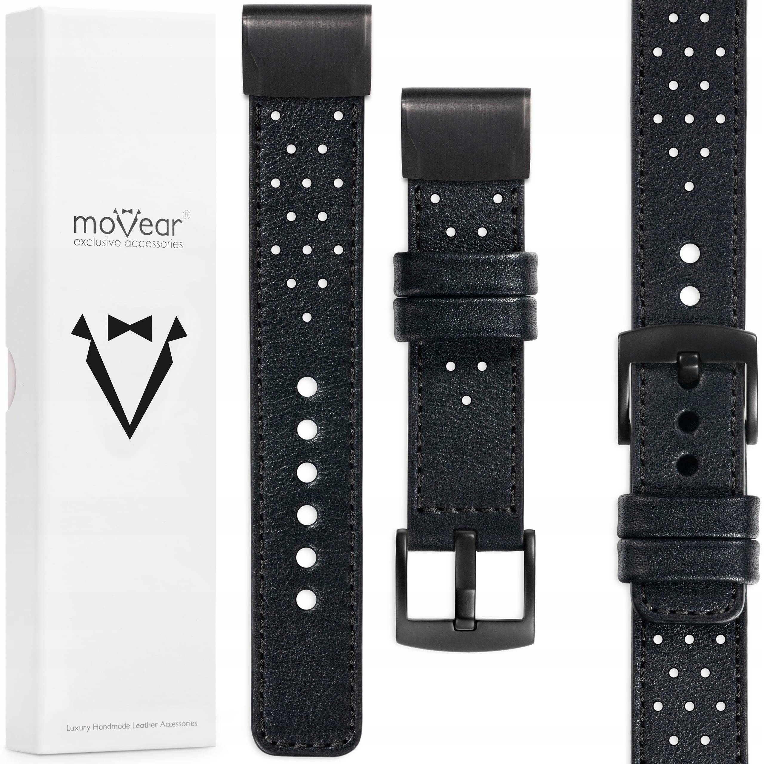 Prémiový řemínek pro Garmin QuickFit 26 mm Fenix 8X 7X 6X 5X kožený Movear