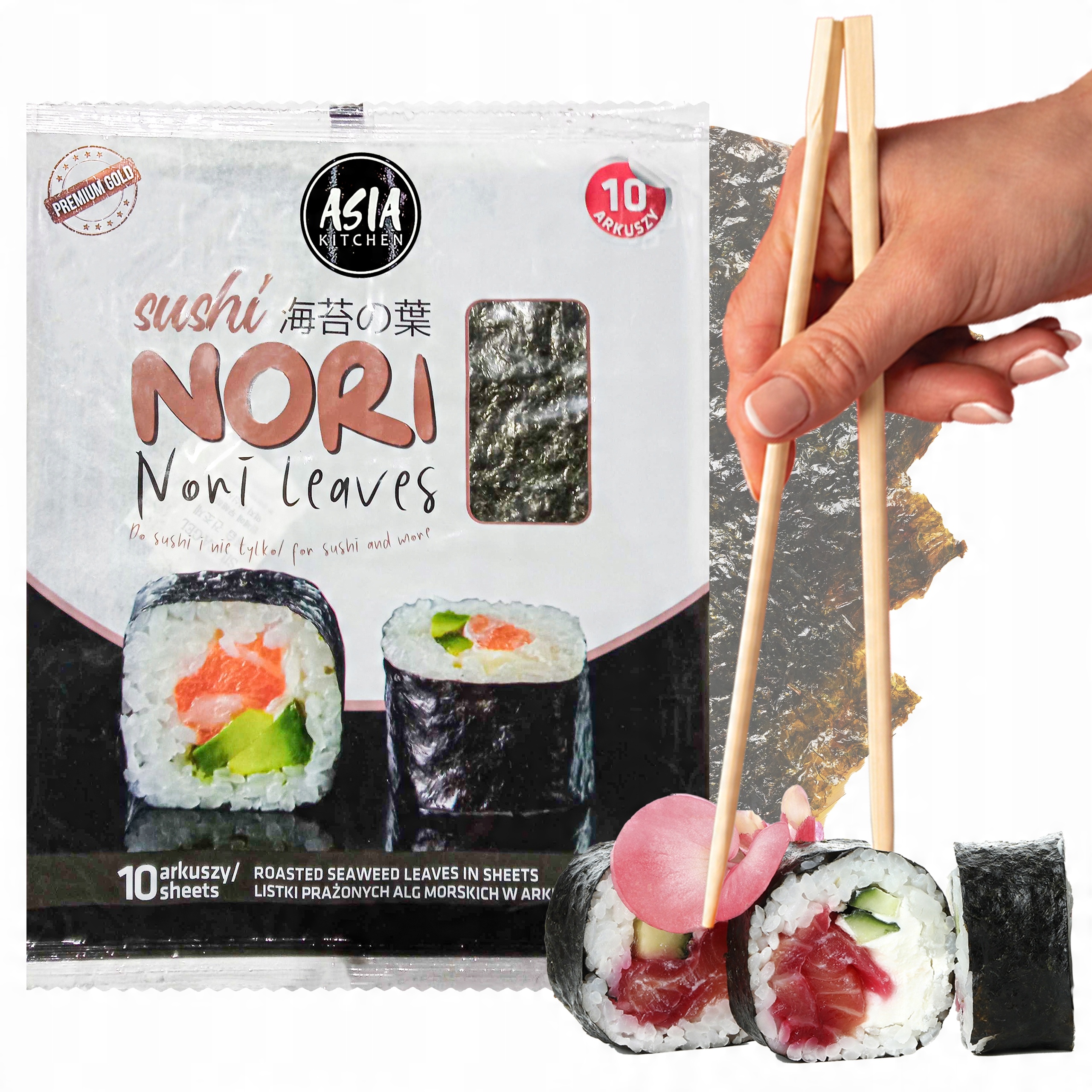 

Algi Morskie 10szt Glony Nori do Sushi gold Yaki