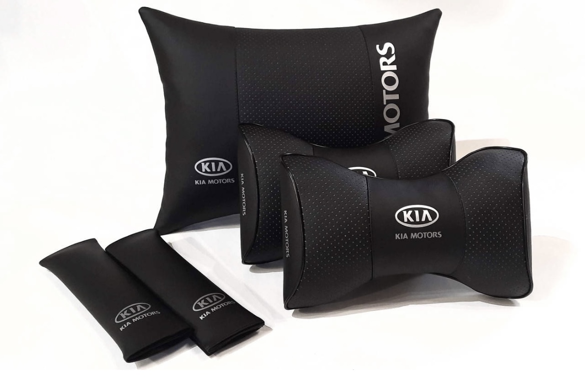 ZESTAW PODUSZEK DO AUTA KIA, POD ŻAGLÓWEK, LĘDŹWIOWA, NAKŁADKI NA PASY