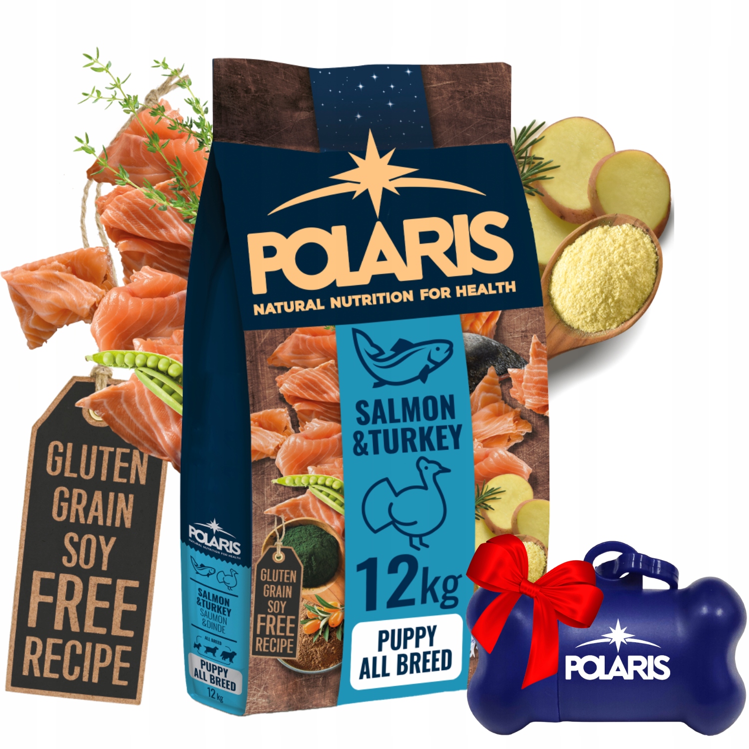 Sucha Karma Dla Psa Polaris Z Łososiem Indykiem Dla Szczeniąt 12KG Bez Zbóż