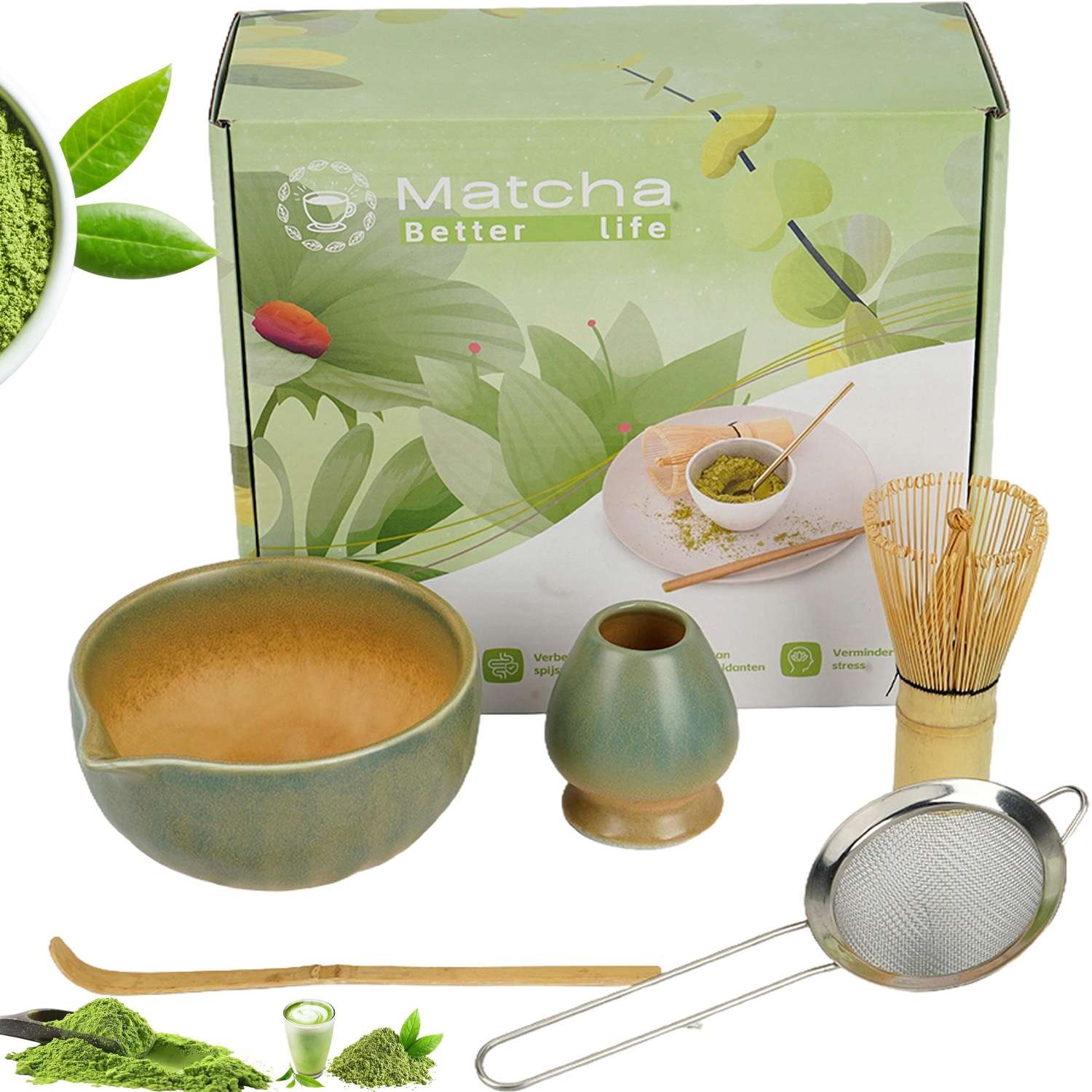 Levně Sada Na Matcha Čaj, Keramické Nářadí Ideální Jako Dárek