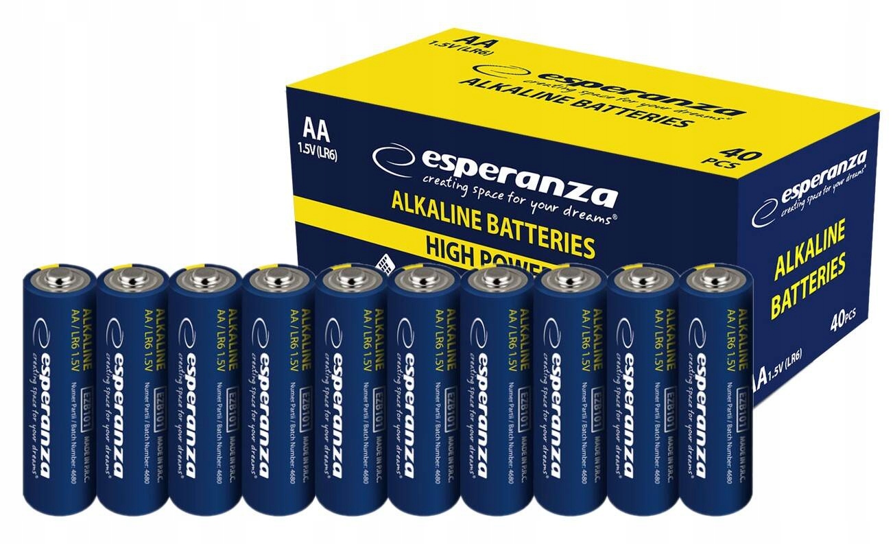10 x Baterie Alkaliczne Aa R6 LR6 Paluszki 10 Sztuk Bateria Esperanza