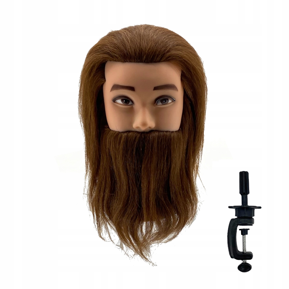 Tréninková Kadeřnická Hlava S Přírodními Vousy 100% Lidské Hnědé Vlasy